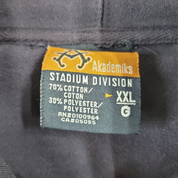 Vtg Akademiks Hoodie Men XXL Heavy Fleece Y2K Hip Hop 90s 1/4 Sweatshirt Navy - Picture 6 of 6